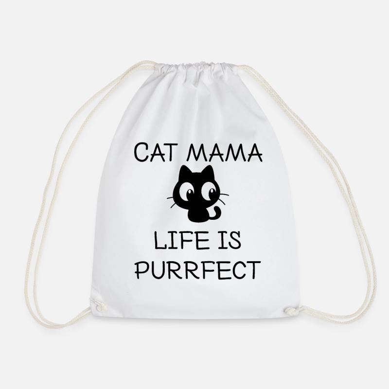 Cat mama - Drawstring Bag - white