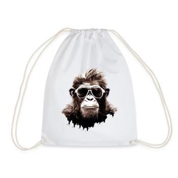 Monkey Sunglasses Cool Chimpanzee Gorilla Art - Drawstring Bag - white - Front
