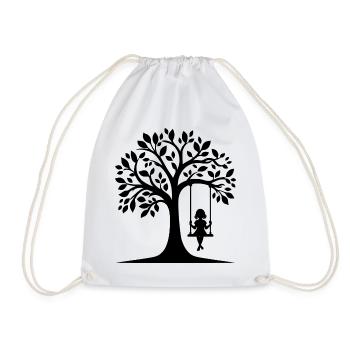 Motif de silhouette d’une fille sur la balançoire - Sac de sport léger - blanc - Devant