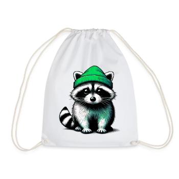 Waschbär - Turnbeutel - Weiß - Vorne