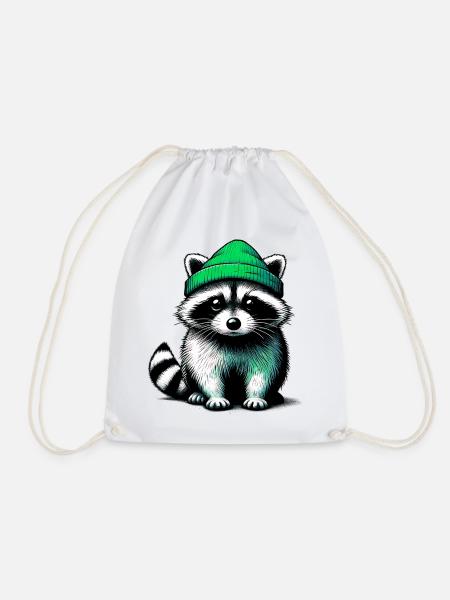 Waschbär - Turnbeutel - Weiß