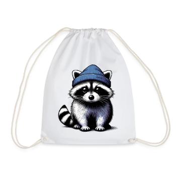 Raccoon - Drawstring Bag - white - Front
