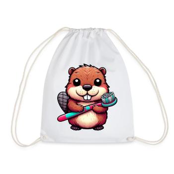 Beaver - Drawstring Bag - white - Front