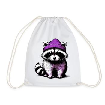 Raton laveur - Sac de sport léger - blanc - Devant