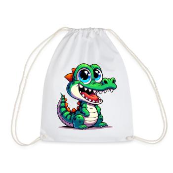 Alligator Crocodile - Drawstring Bag - white - Front