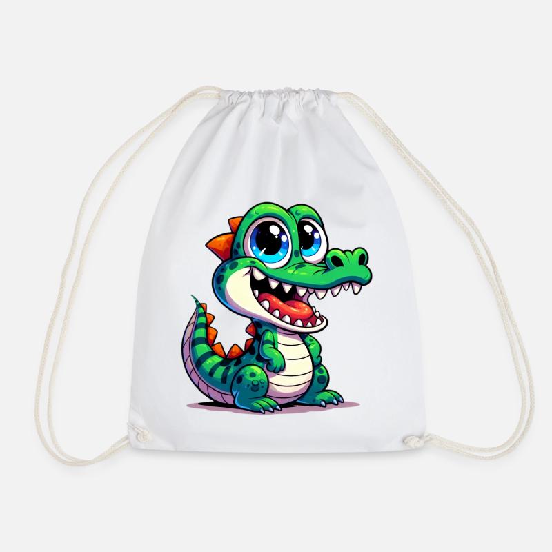 Alligator-Krokodil - Turnbeutel - Weiß