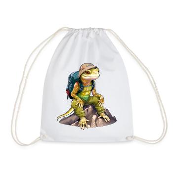 Lizard Mountaineer / Hiking Lizards - Drawstring Bag - white - Front