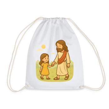 Marcher avec Jésus (fille) - Sac de sport léger - blanc - Devant