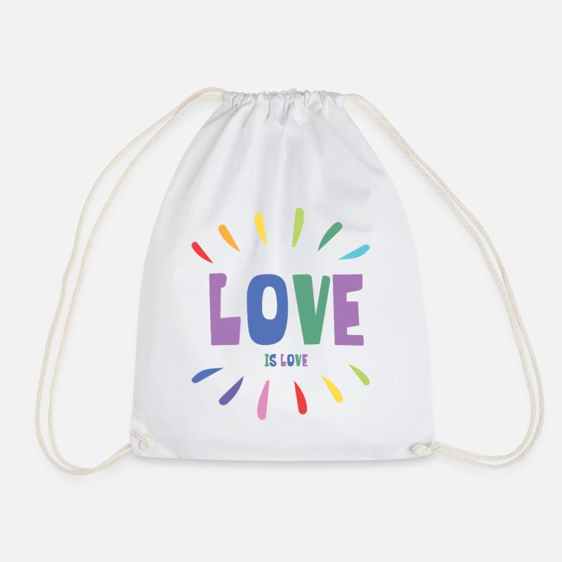 LGBT Pride Month - Love is Love - Drawstring Bag - white