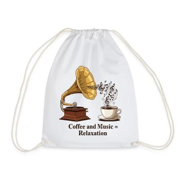 Coffee and Music = Relaxation - Drawstring Bag - white - Front