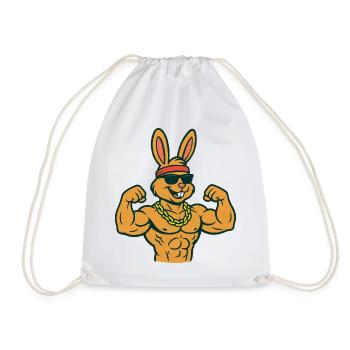 Lapin musculaire avec lunettes de soleil - Sac de sport léger - blanc - Devant