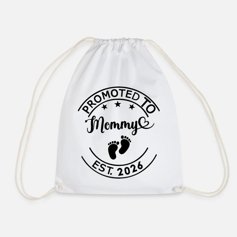 Promoted to Mommy - Drawstring Bag - white