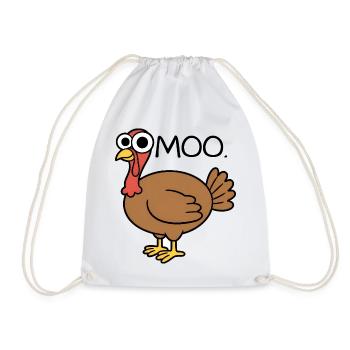 Turkey moo, pretending it's a cow, funny - Drawstring Bag - white - Front