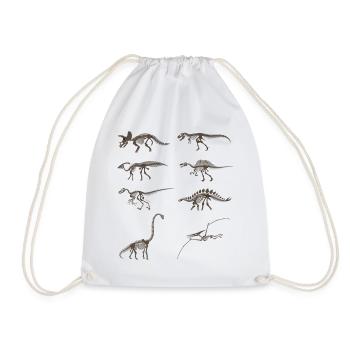 Vintage Dinosaur Skeleton - Drawstring Bag - white - Front