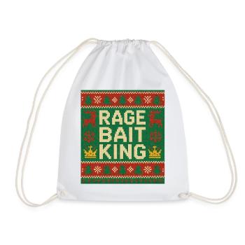 Rage Bait King Ugly Sweater Style, Funny Meme  - Drawstring Bag - white - Front