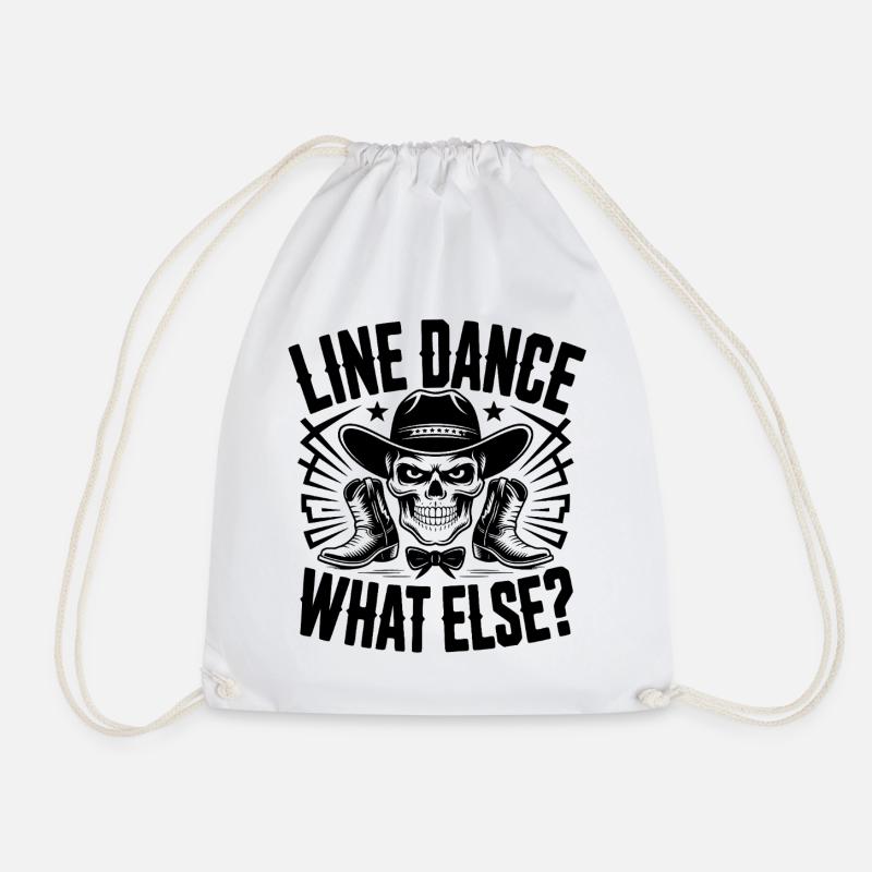 Line Dance – What Else? Western Skull Cowboy Tanz - Turnbeutel - Weiß