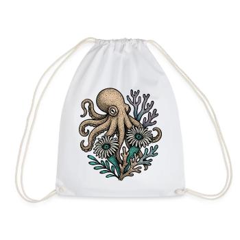 Unterwasser Octopus mit Blumen - Turnbeutel - Weiß - Vorne