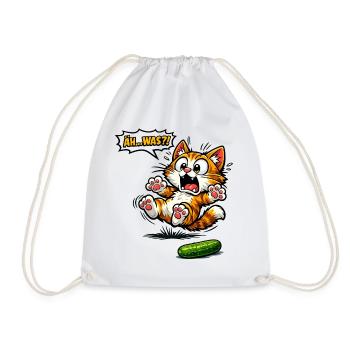 Funny Cat Eh What Saying Gift - Drawstring Bag - white - Front
