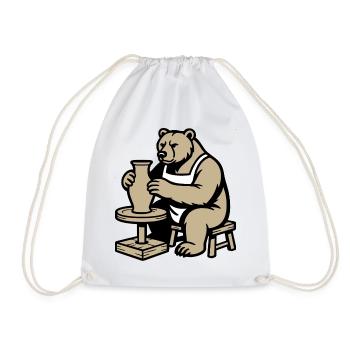 Steady Hands Grizzly — Master of Ceramics - Drawstring Bag - white - Front