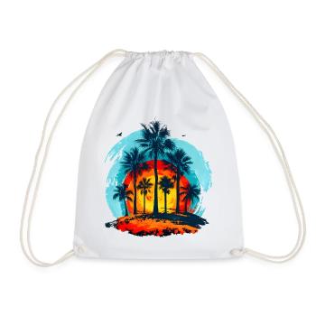 Palm trees at tropical sunset - Drawstring Bag - white - Front