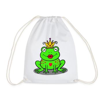 Royal frog with heart - Drawstring Bag - white - Front