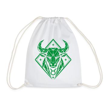 Geometric Bull - Pure Strength - Zodiac Sign Taurus - Drawstring Bag - white - Front