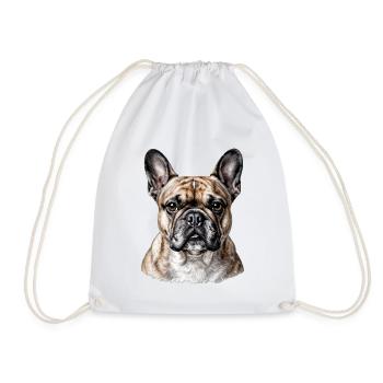Chic French Bulldog Portrait - Drawstring Bag - white - Front