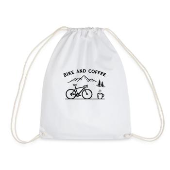 Mountain bike and coffee motif - Drawstring Bag - white - Front