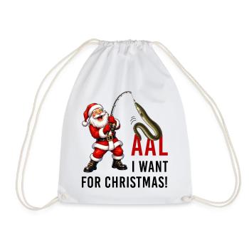 Aal I want for Christmas Weihnachtsmann Fisch - Turnbeutel - Weiß - Vorne