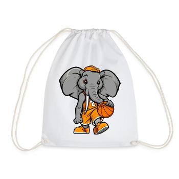 Basketball Elefant - Turnbeutel - Weiß - Vorne