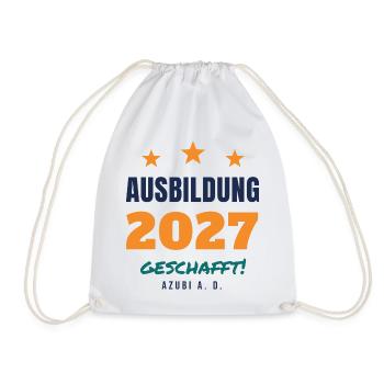 Ausbildung 2027 geschafft – Azubi a. D. Geschenk - Turnbeutel - Weiß - Vorne