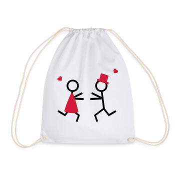 partner shirt couple runs to each other couple de - Sac de sport léger - blanc - Devant