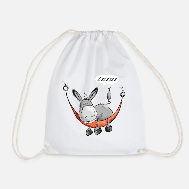Sleeping Donkey - Drawstring Bag - white