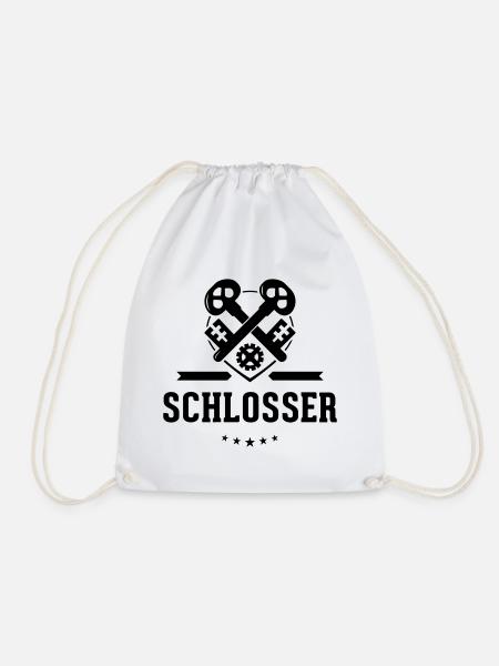 Schlosser Zunftzeichen mit Schriftzug - Turnbeutel - Weiß