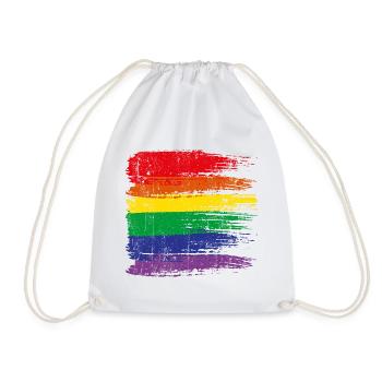 Rainbow Brushstroke Pride - Drawstring Bag - white - Front