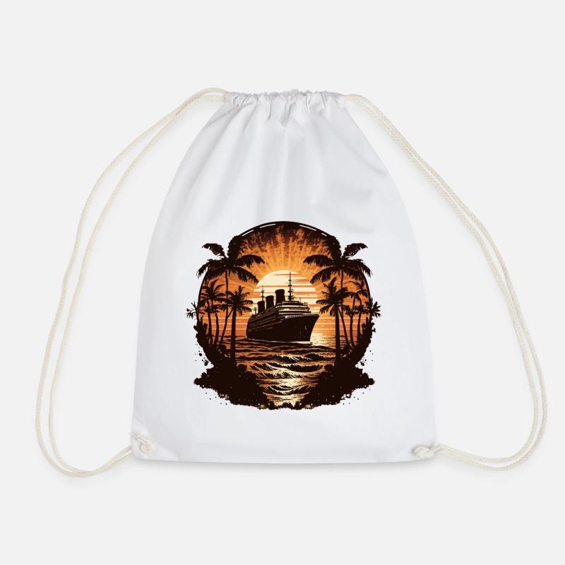 Cruise Ship Retro Vintage - Drawstring Bag - white
