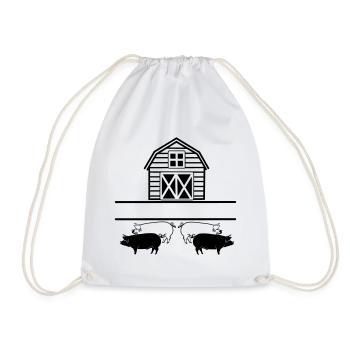 pig farming logo - Drawstring Bag - white - Front