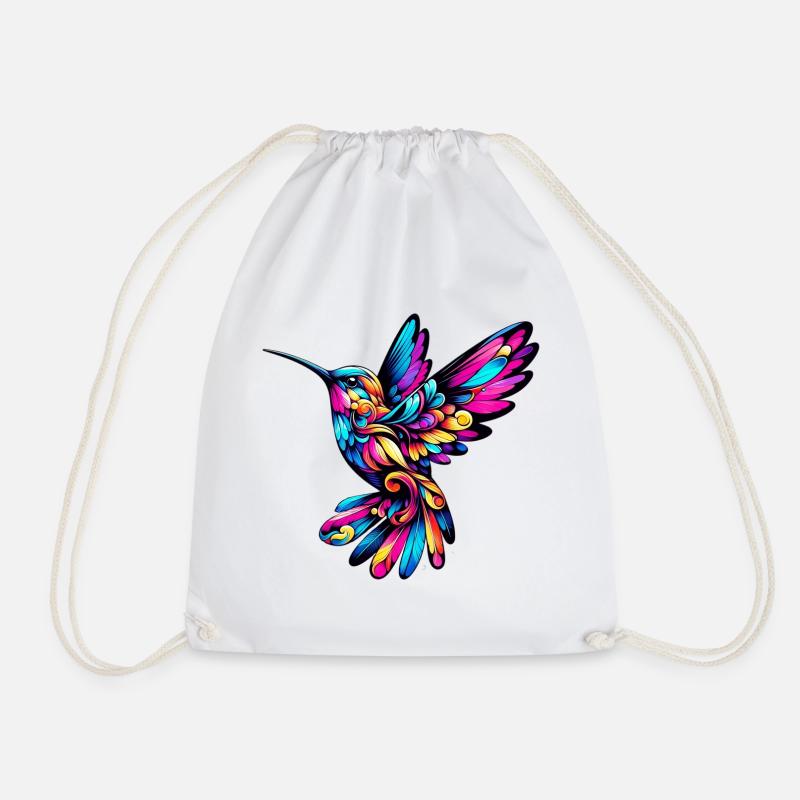 Hummingbird - Drawstring Bag - white
