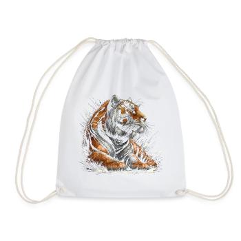 Tigre cool et décontracté avec éclaboussures de peinture - Sac de sport léger - blanc - Devant