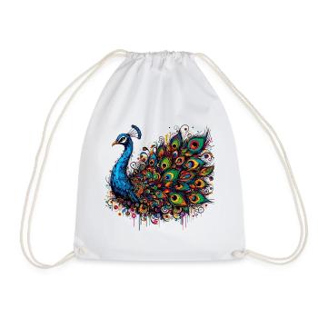 Pfau - Turnbeutel - Weiß - Vorne