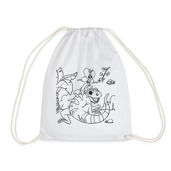 Iguana Jungle Coloring Page Hand Illustrated - Drawstring Bag - white - Front