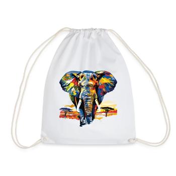 Elefant Afrika Safari Natur Wildnis Aquarell Kunst - Turnbeutel - Weiß - Vorne