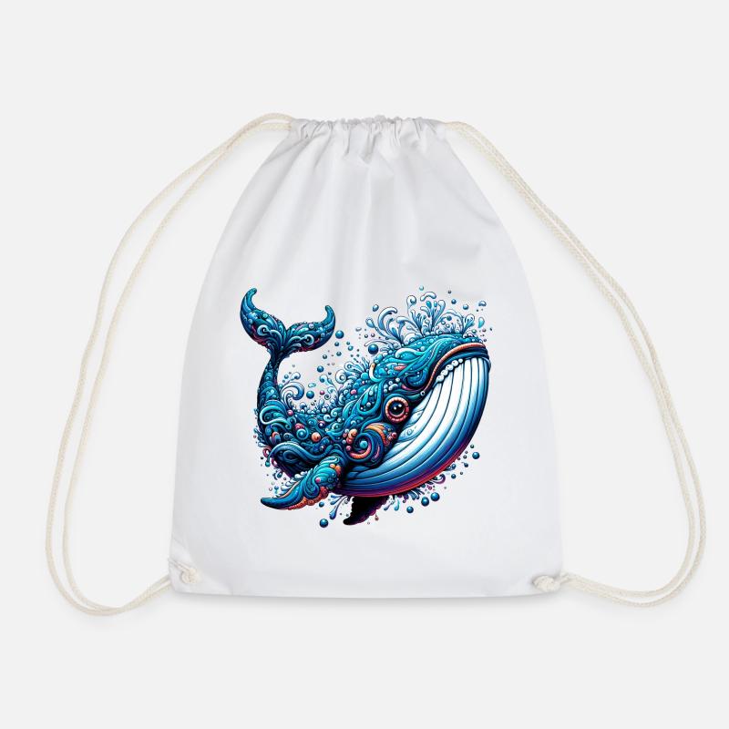 Whale - Drawstring Bag - white