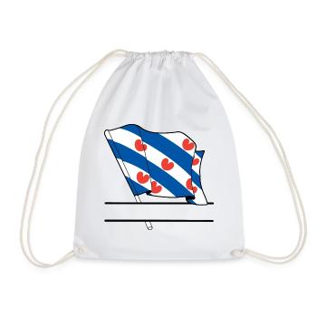 Flagge Friesland Textbanner - Turnbeutel - Weiß - Vorne