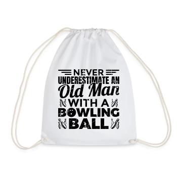 Never Underestimate An Old Man Bowler - Turnbeutel - Weiß - Vorne
