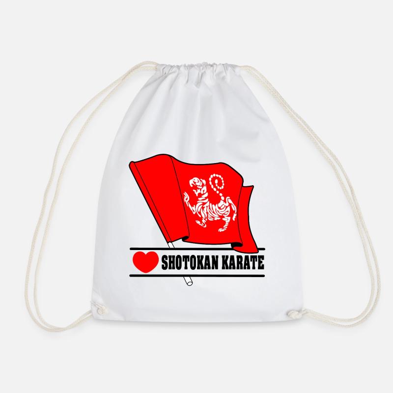 Drapeau avec tigre Shotokan karaté cœur et texte - Sac de sport léger - blanc
