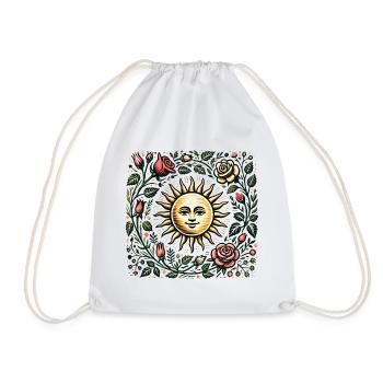 Sonne und florale botanische Illustration - Turnbeutel - Weiß - Vorne