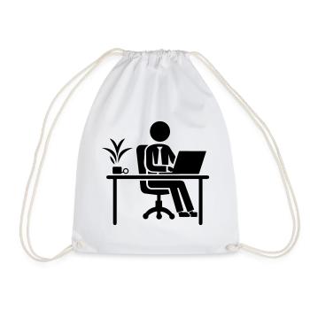 Worker Computer Job Desk - Drawstring Bag - white - Front
