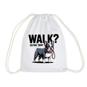 French Bulldog Walk Time - Drawstring Bag - white - Front