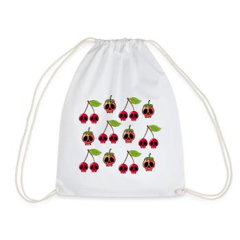 Cherry and strawberry skulls - Drawstring Bag - white - Front